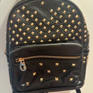 Black Mini Backpack with Gold Studs – Great Condition